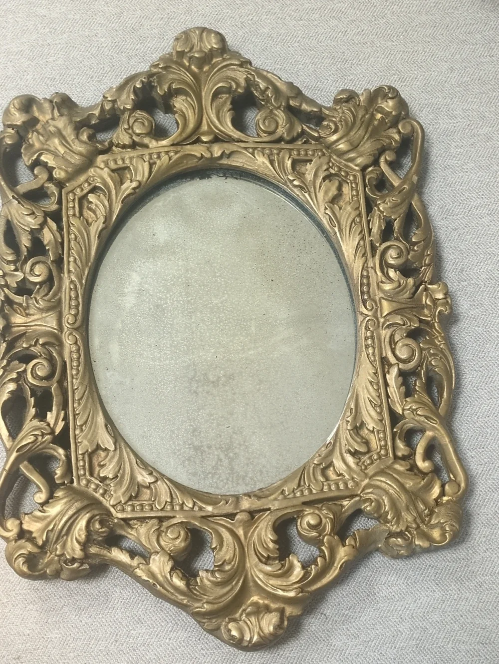 Ornate Gold Wall Mirror - Decorative Oval Frame